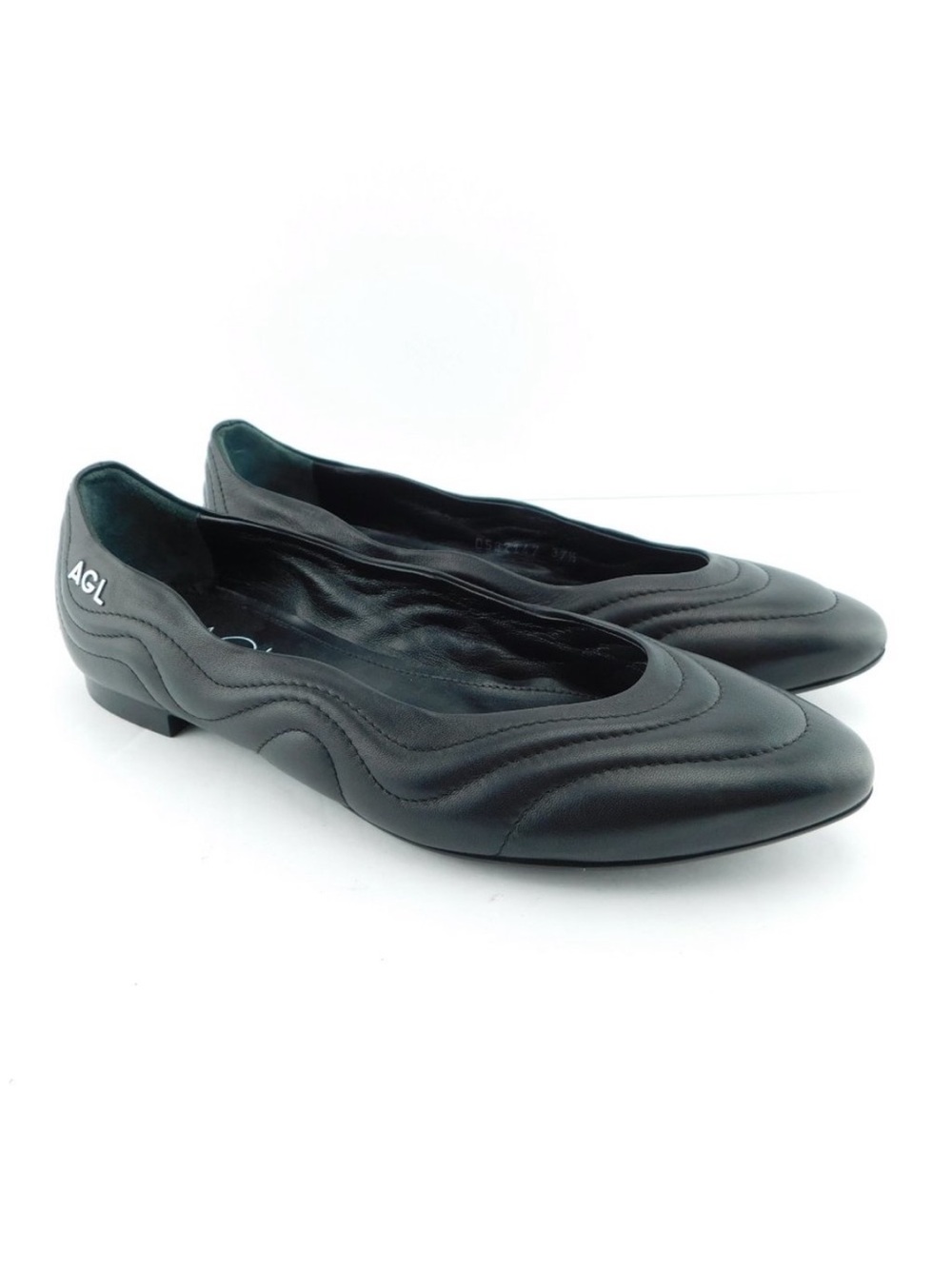 NEW AGL Attilio Giusti Leombruni Quilted Wave Leather Ballet Flats EU 38 US 8